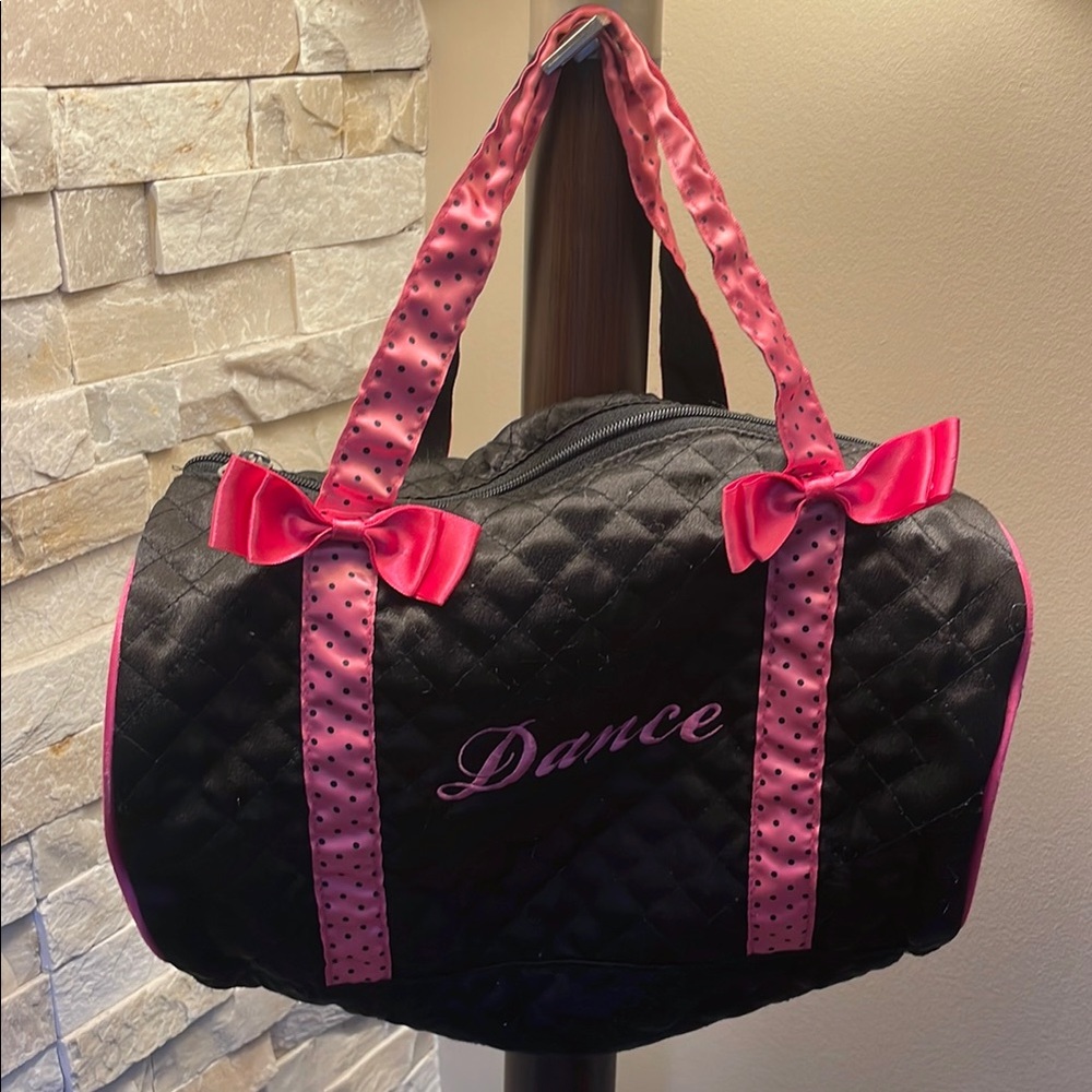 Black and Pink Quilted Dance Bag